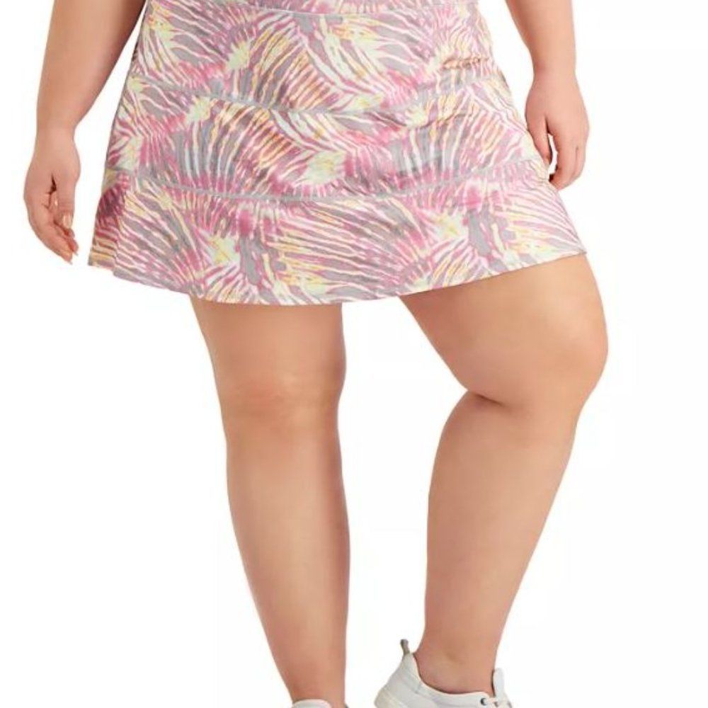Ideology Womens Plus Size Tropical-Print Tiered Skort